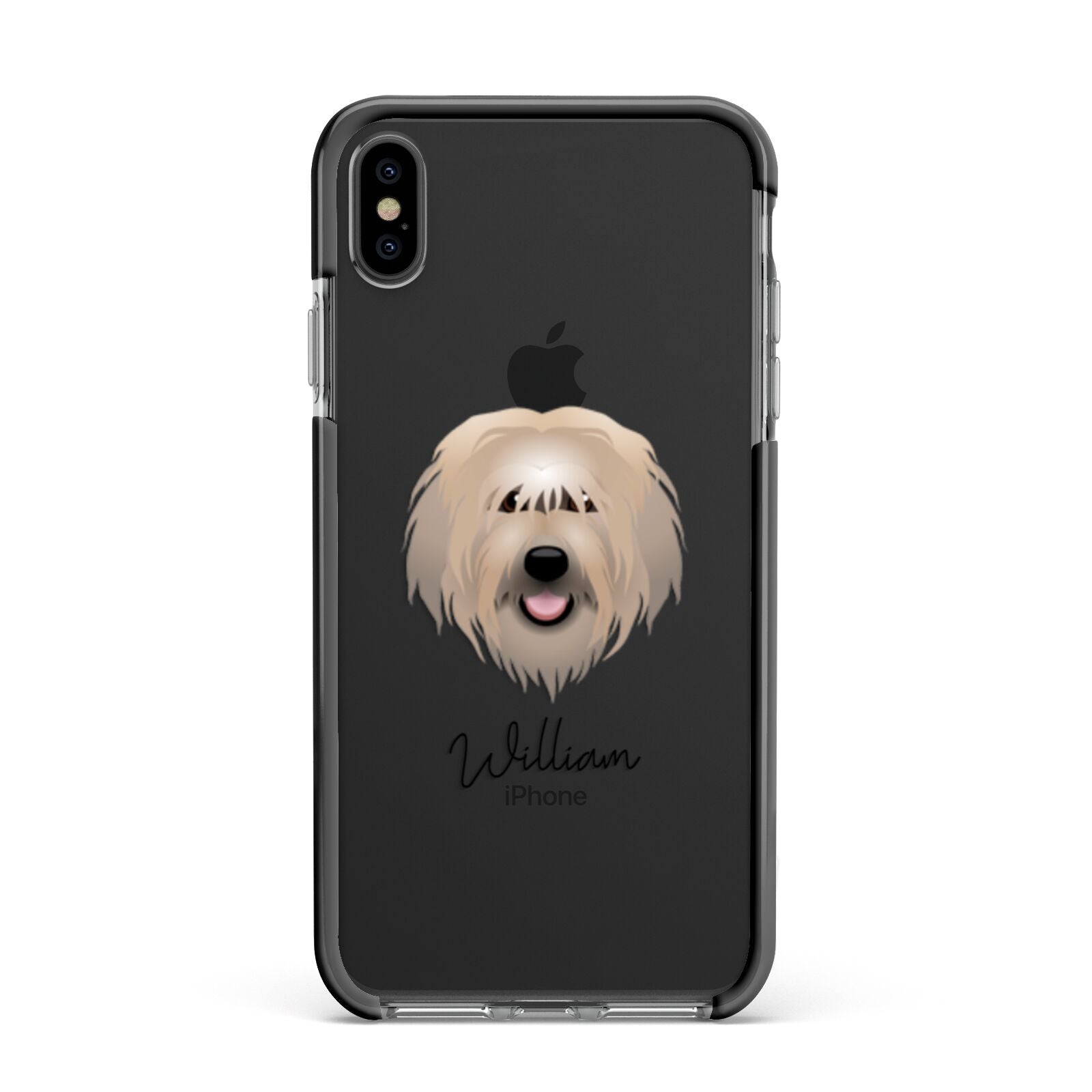 Catalan Sheepdog Personalised Apple iPhone Xs Max Impact Case Black Edge on Black Phone