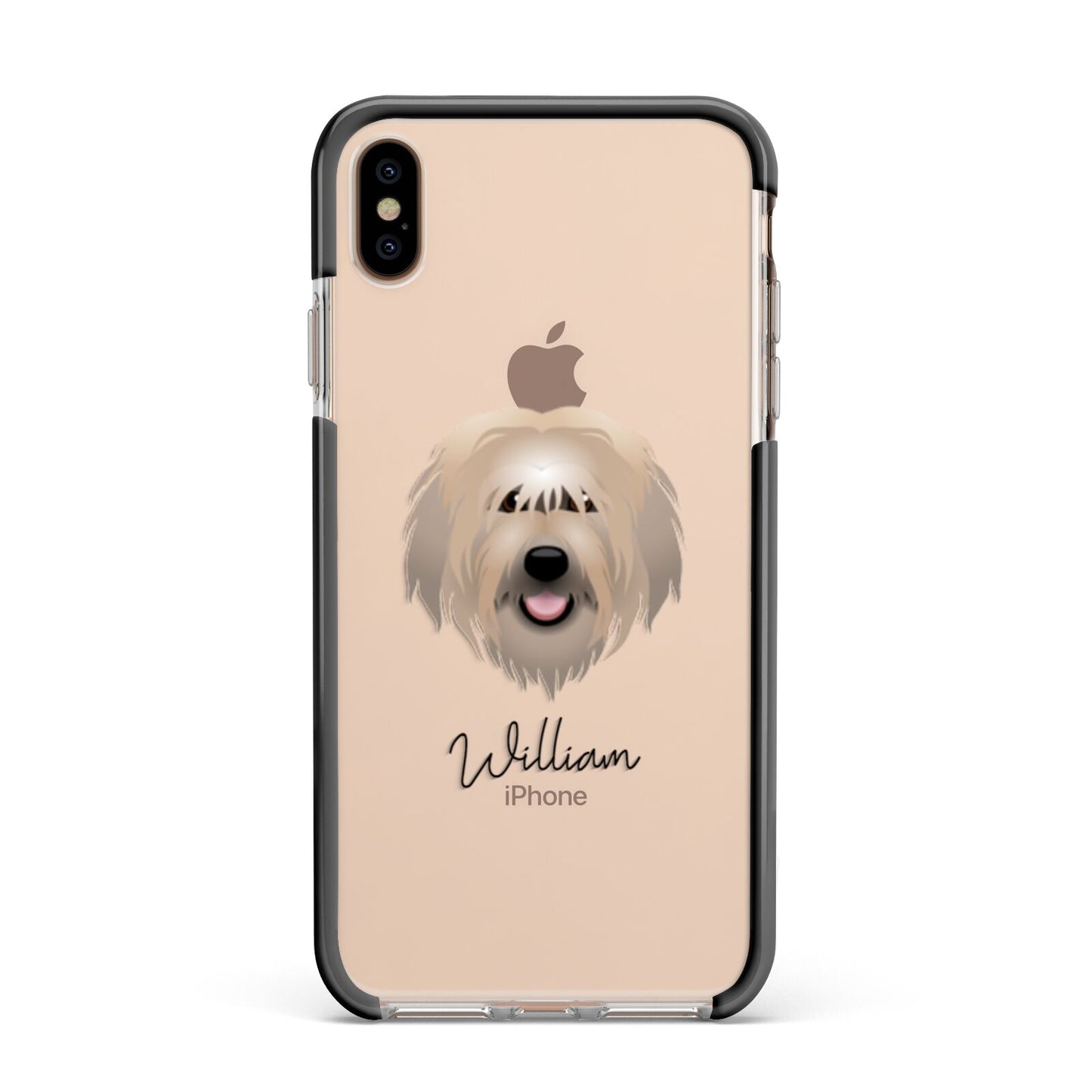 Catalan Sheepdog Personalised Apple iPhone Xs Max Impact Case Black Edge on Gold Phone