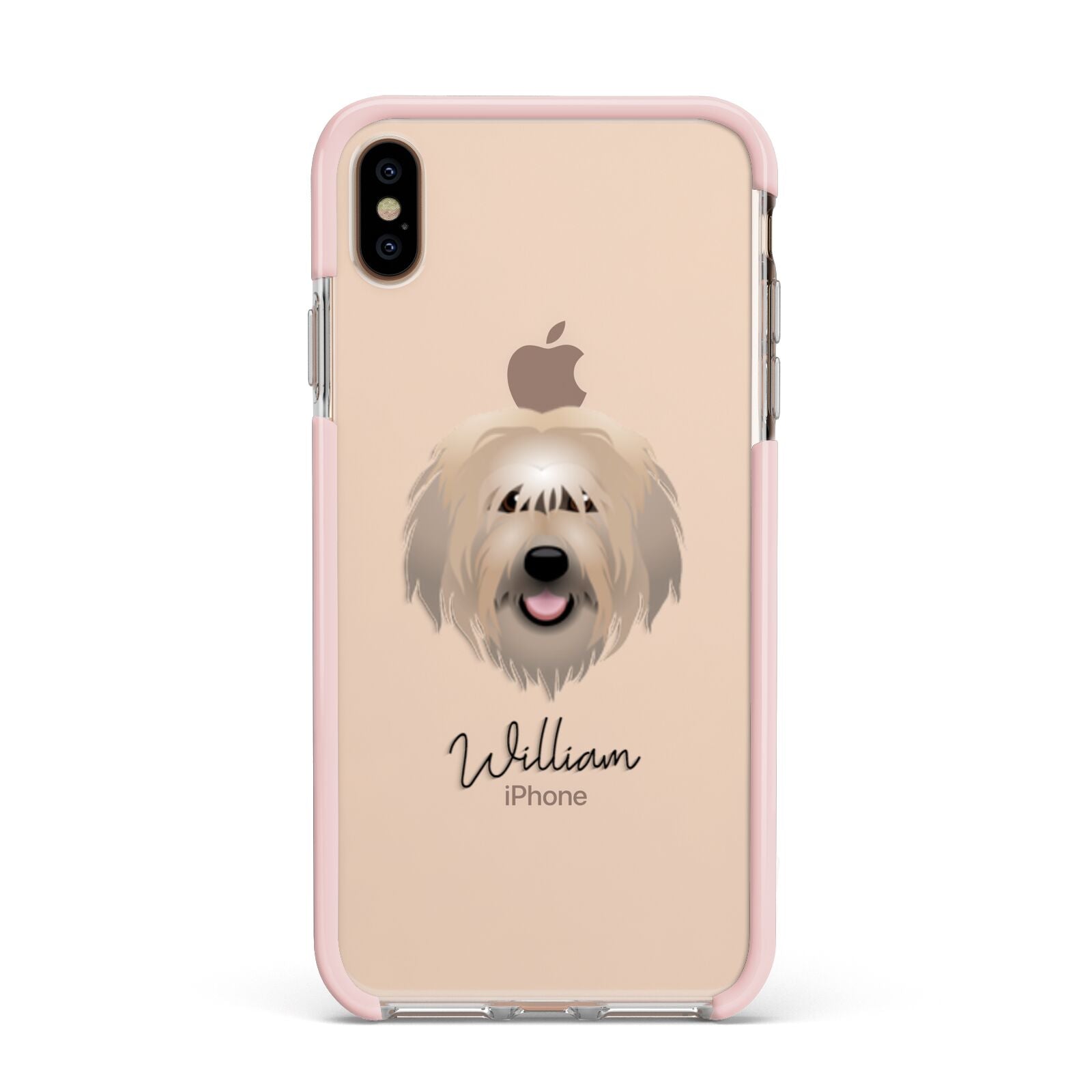 Catalan Sheepdog Personalised Apple iPhone Xs Max Impact Case Pink Edge on Gold Phone