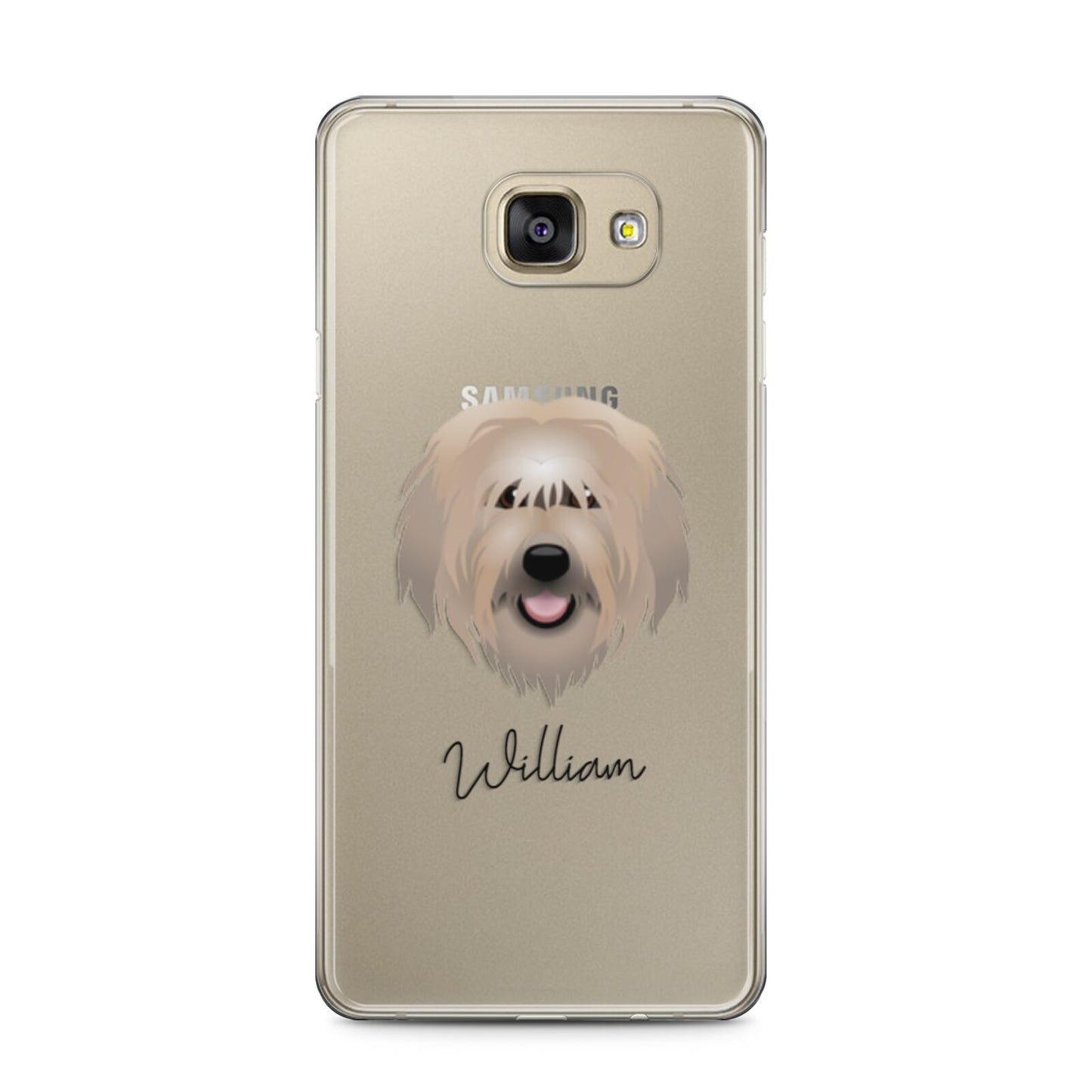 Catalan Sheepdog Personalised Samsung Galaxy A5 2016 Case on gold phone