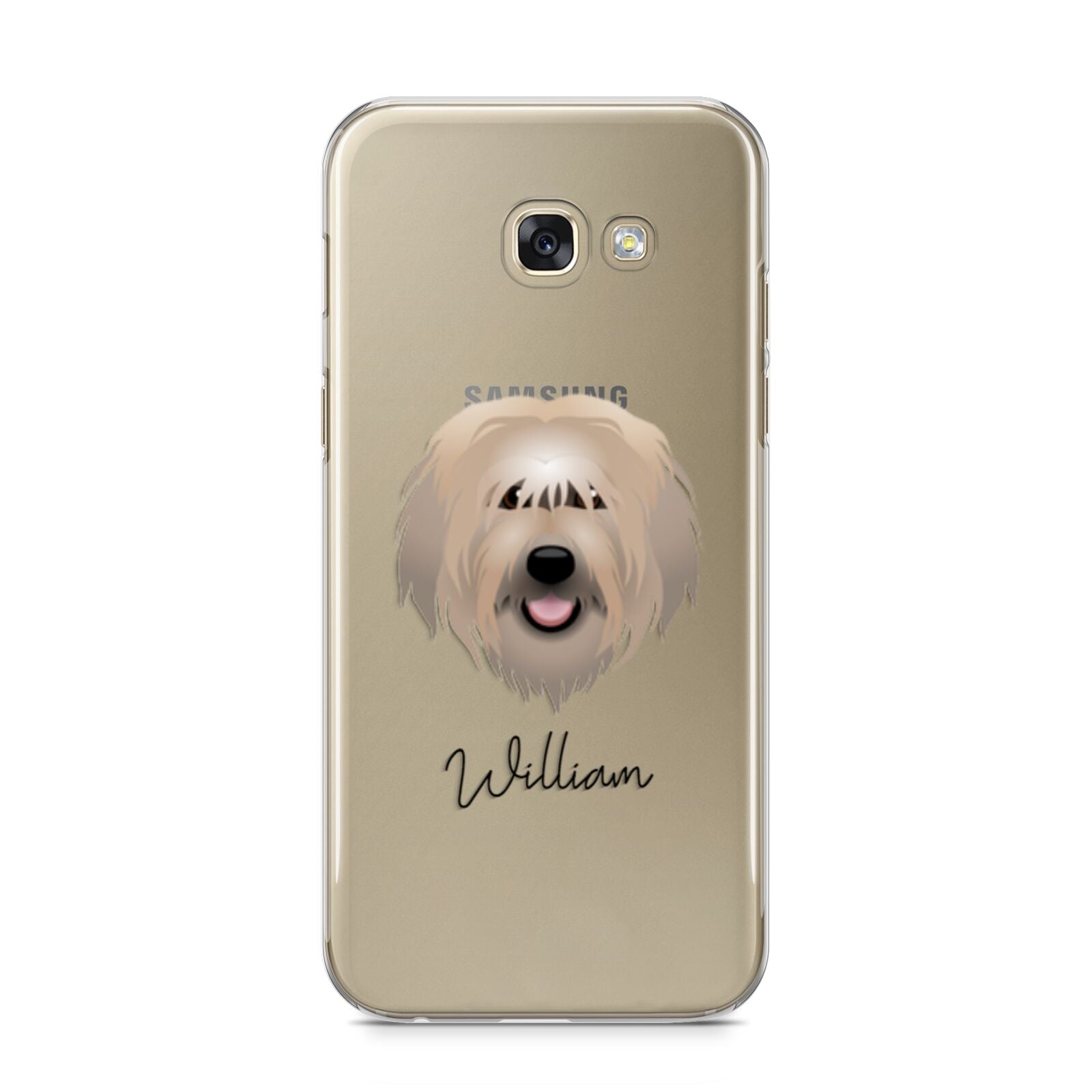 Catalan Sheepdog Personalised Samsung Galaxy A5 2017 Case on gold phone