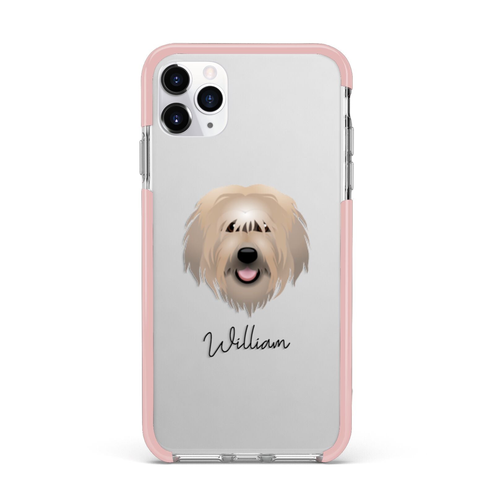 Catalan Sheepdog Personalised iPhone 11 Pro Max Impact Pink Edge Case