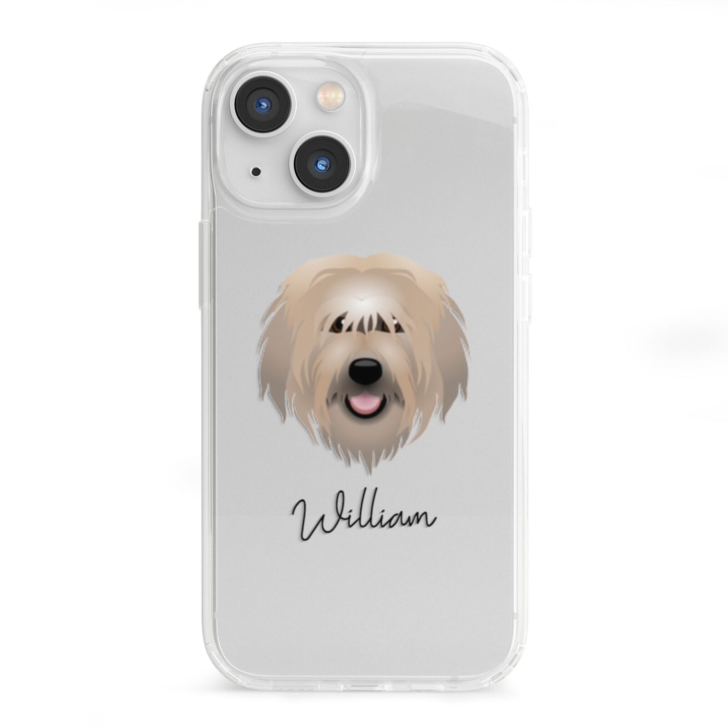 Catalan Sheepdog Personalised iPhone 13 Mini Clear Bumper Case