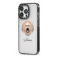 Catalan Sheepdog Personalised iPhone 13 Pro Black Impact Case Side Angle on Silver phone