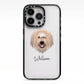 Catalan Sheepdog Personalised iPhone 13 Pro Black Impact Case on Silver phone