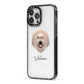 Catalan Sheepdog Personalised iPhone 13 Pro Max Black Impact Case Side Angle on Silver phone