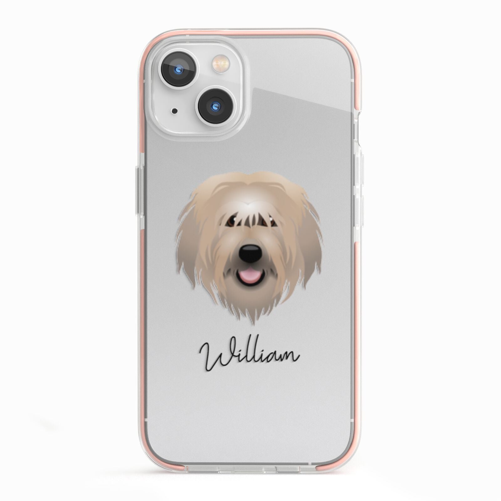 Catalan Sheepdog Personalised iPhone 13 TPU Impact Case with Pink Edges