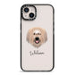 Catalan Sheepdog Personalised iPhone 14 Plus Black Impact Case on Silver phone