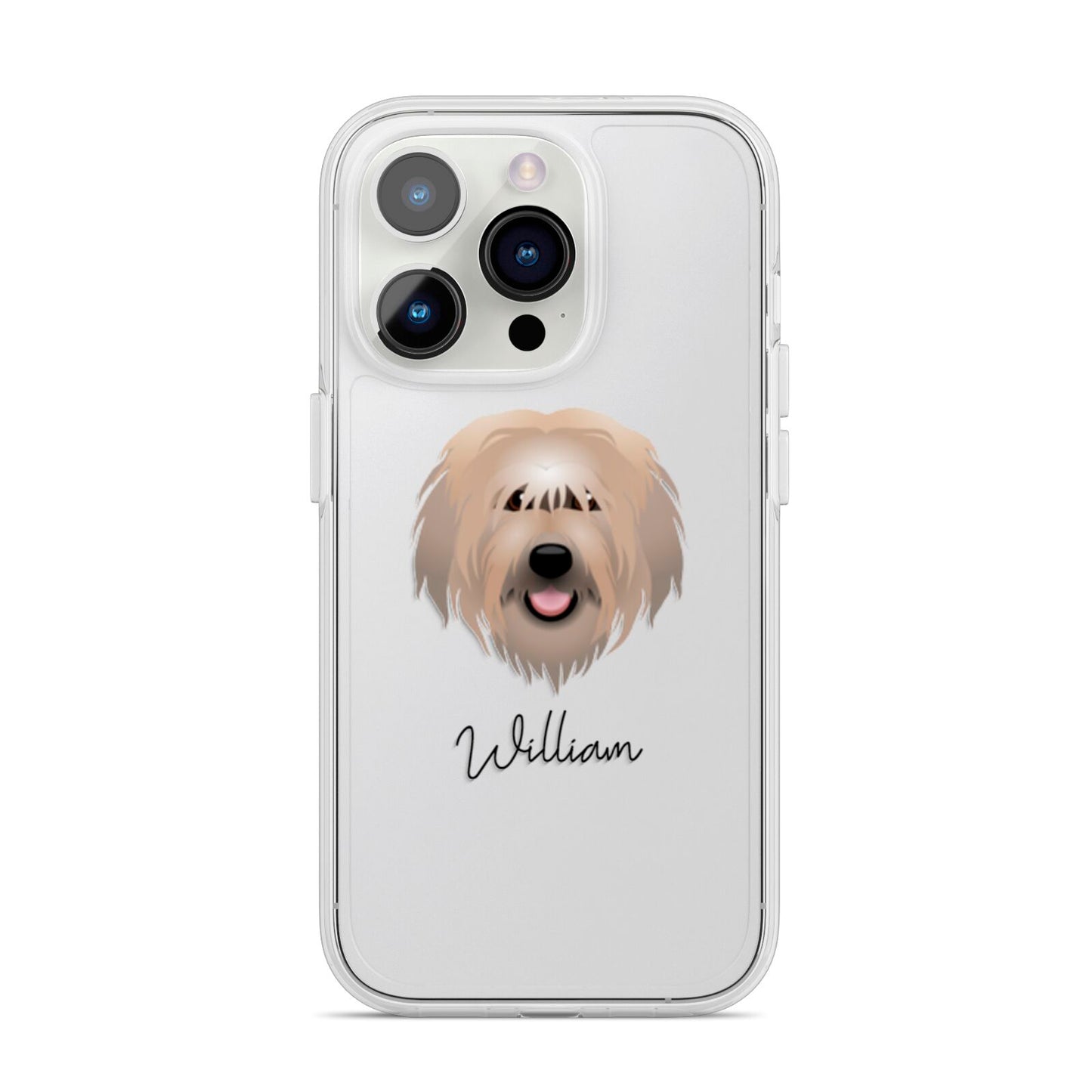 Catalan Sheepdog Personalised iPhone 14 Pro Clear Tough Case Silver