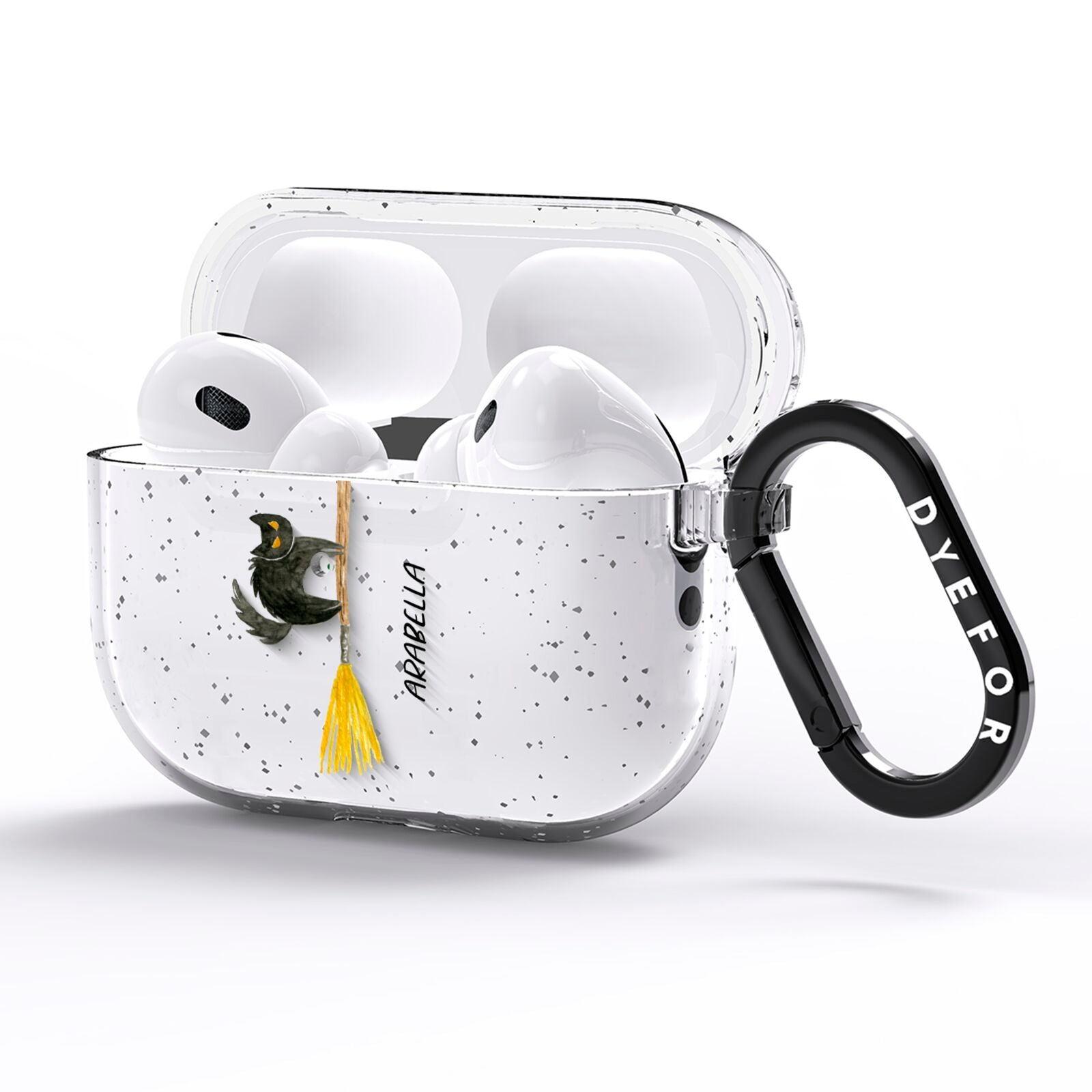 Cats on Broomsticks Halloween AirPods Pro Glitter Case Side Image