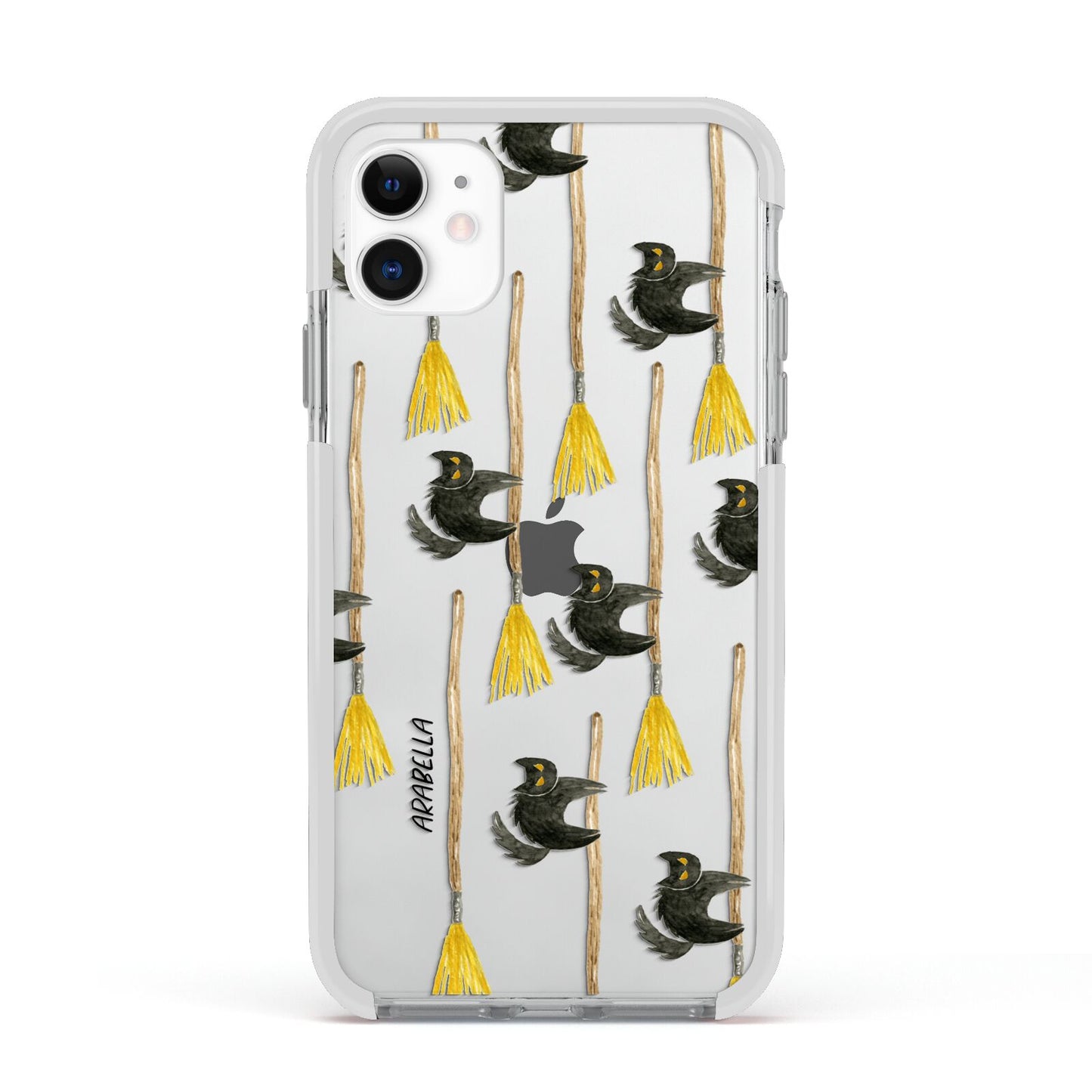 Cats on Broomsticks Halloween Apple iPhone 11 in White with White Impact Case