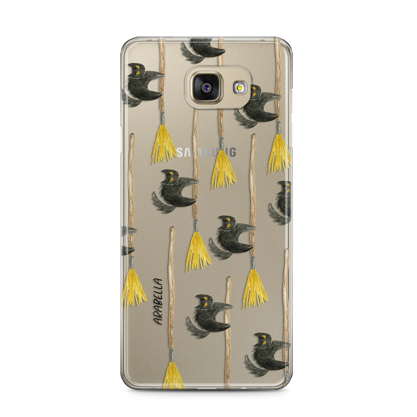 Cats on Broomsticks Halloween Samsung Galaxy A5 2016 Case on gold phone