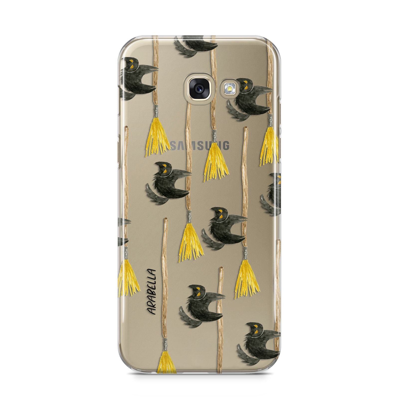 Cats on Broomsticks Halloween Samsung Galaxy A5 2017 Case on gold phone