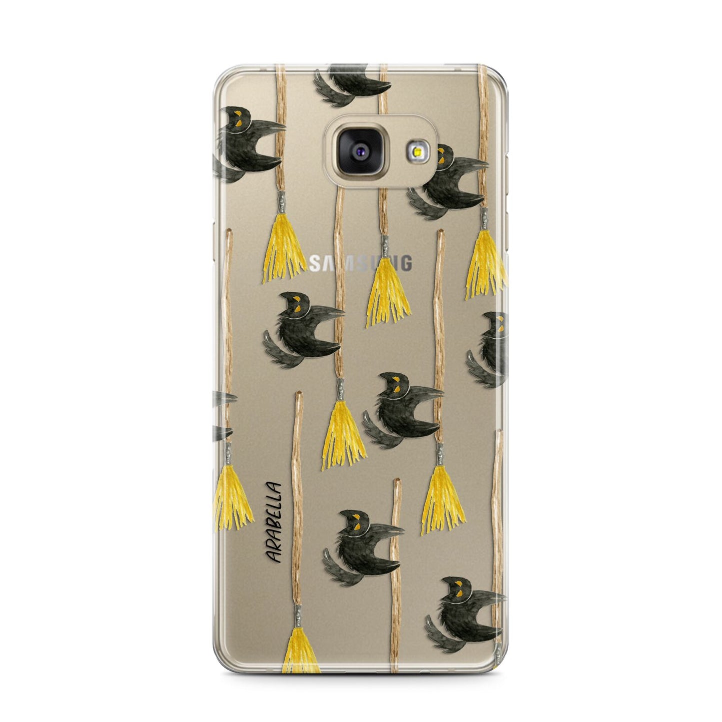 Cats on Broomsticks Halloween Samsung Galaxy A7 2016 Case on gold phone