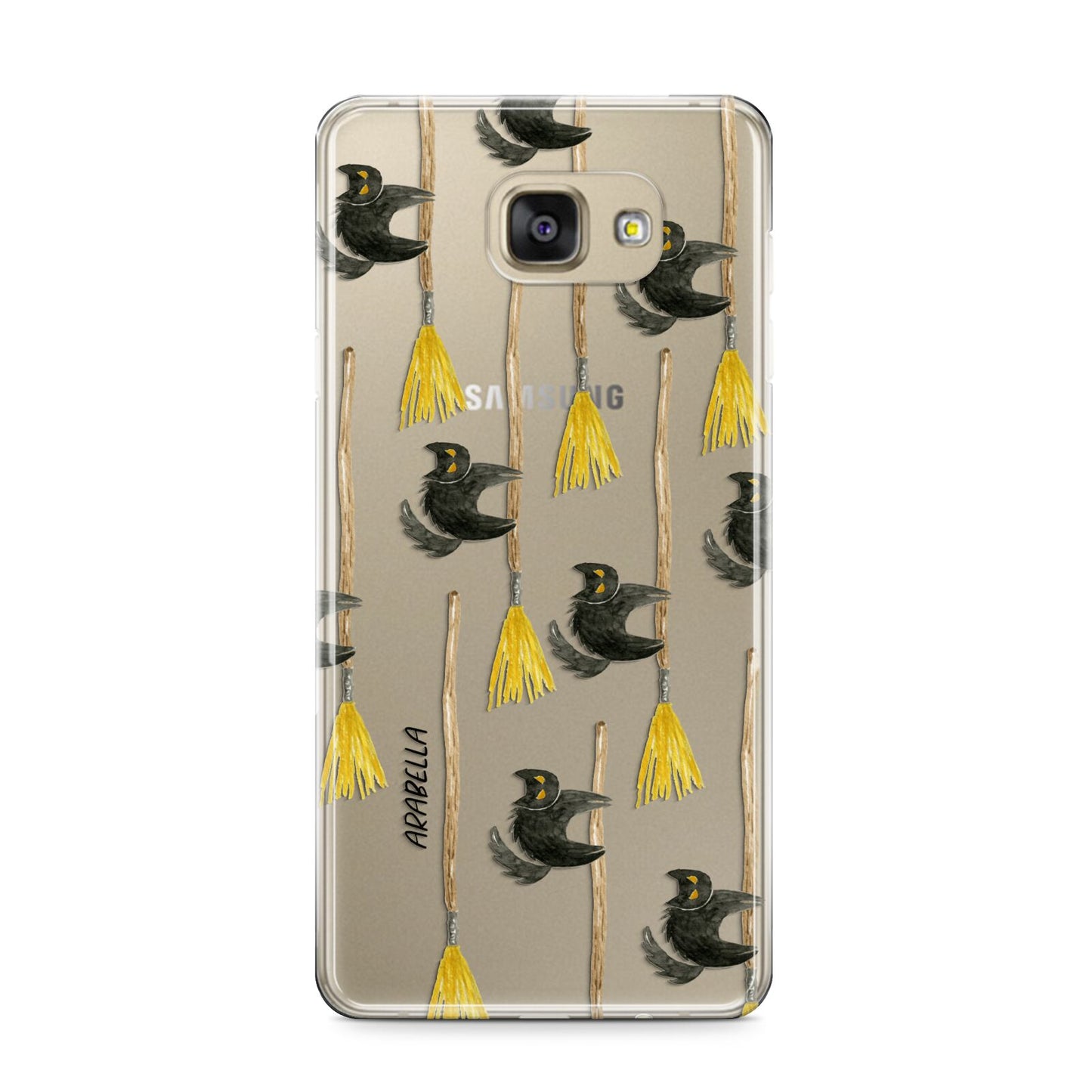 Cats on Broomsticks Halloween Samsung Galaxy A9 2016 Case on gold phone