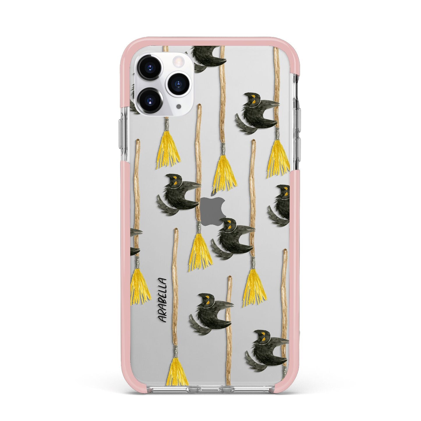 Cats on Broomsticks Halloween iPhone 11 Pro Max Impact Pink Edge Case