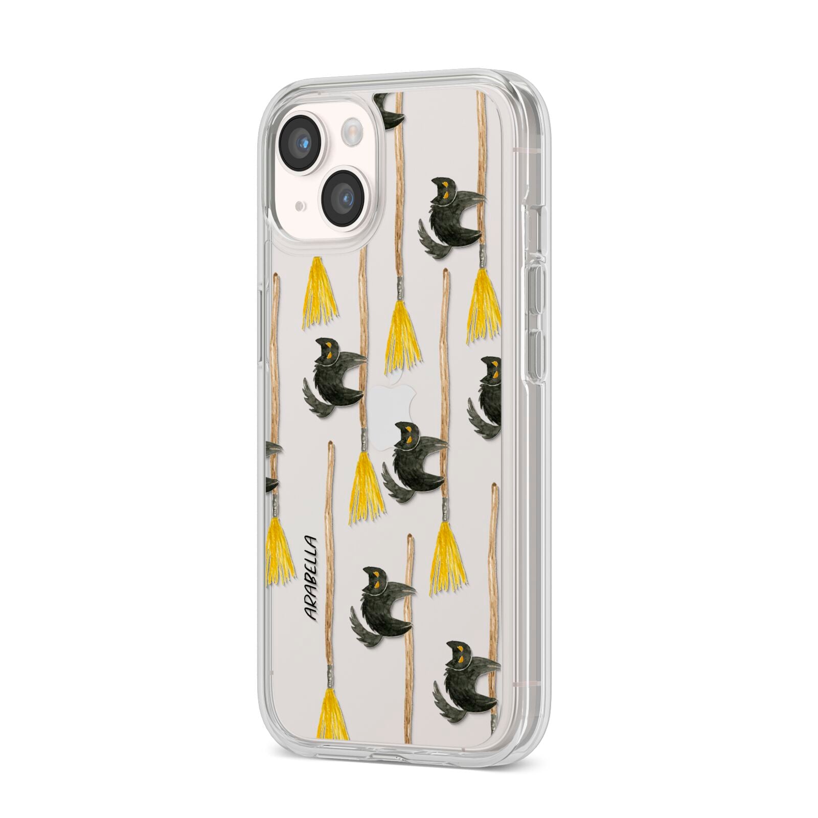 Cats on Broomsticks Halloween iPhone 14 Clear Tough Case Starlight Angled Image