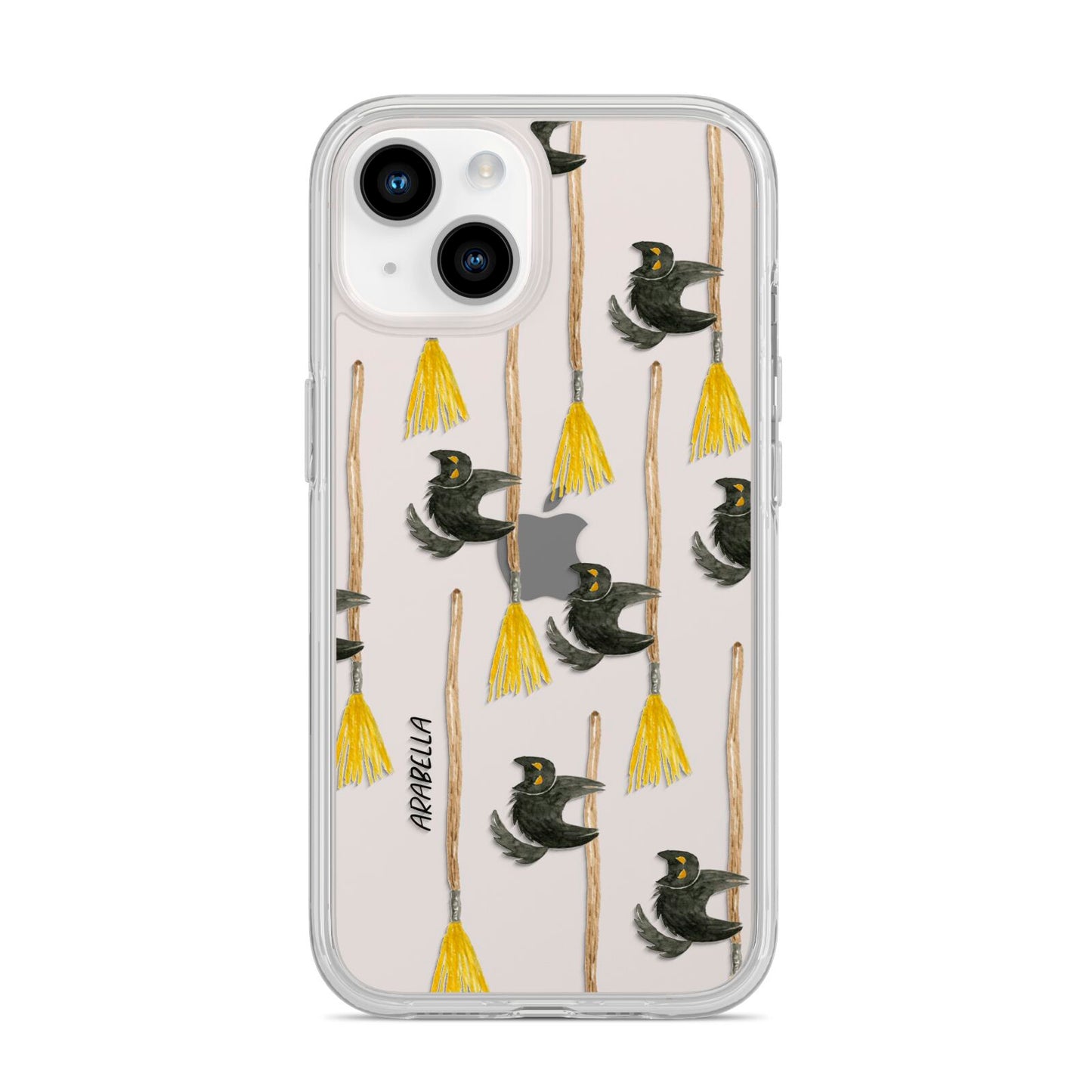 Cats on Broomsticks Halloween iPhone 14 Clear Tough Case Starlight