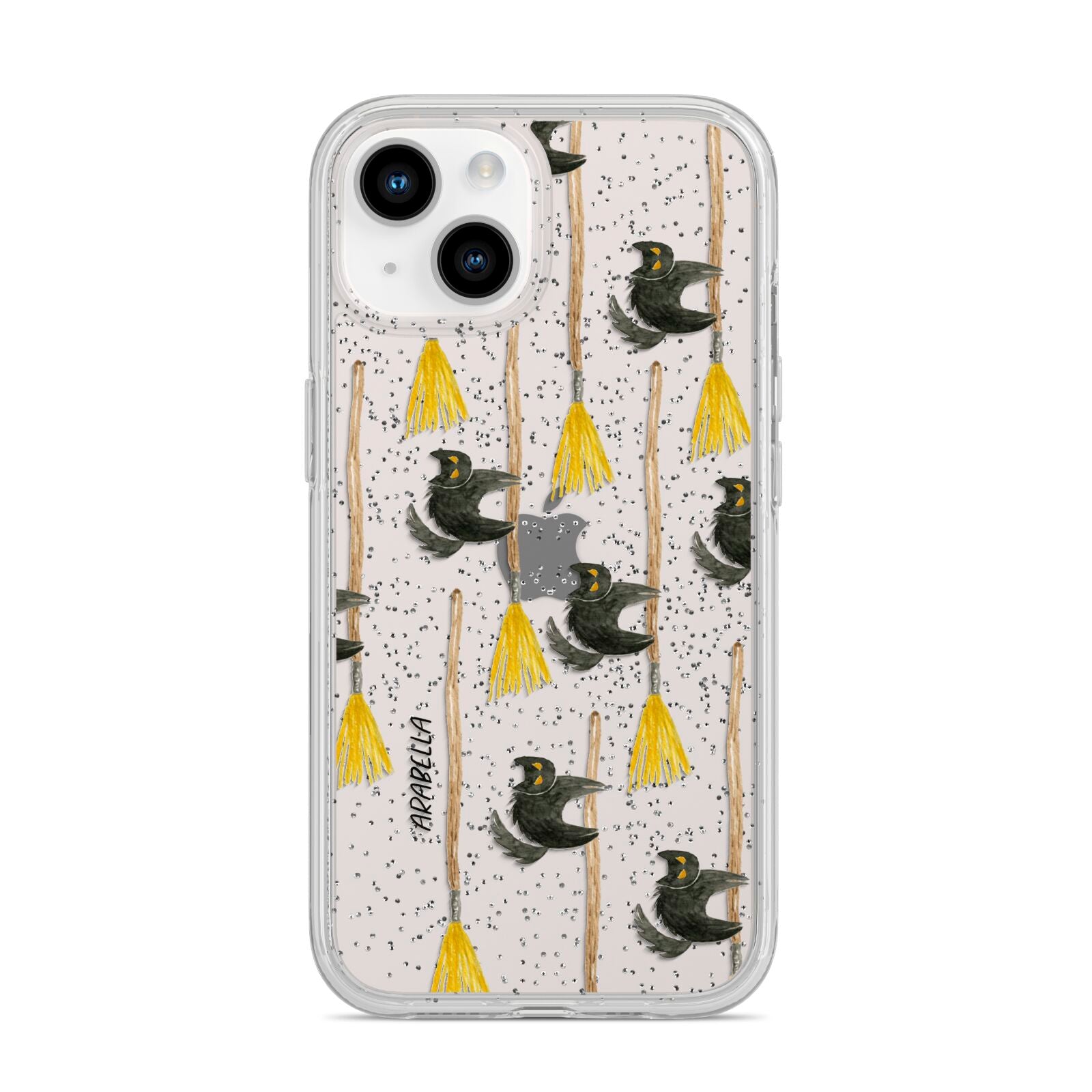 Cats on Broomsticks Halloween iPhone 14 Glitter Tough Case Starlight