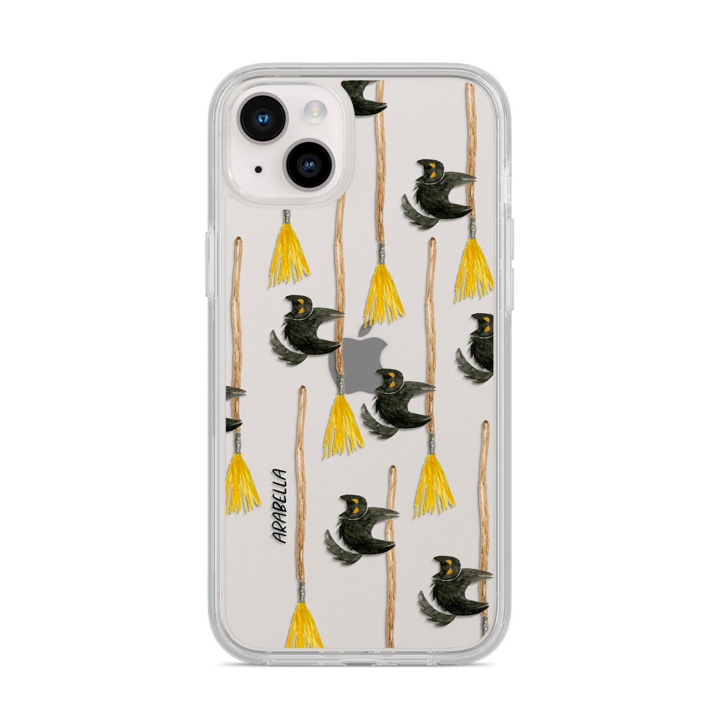 Cats on Broomsticks Halloween iPhone 14 Plus Clear Tough Case Starlight