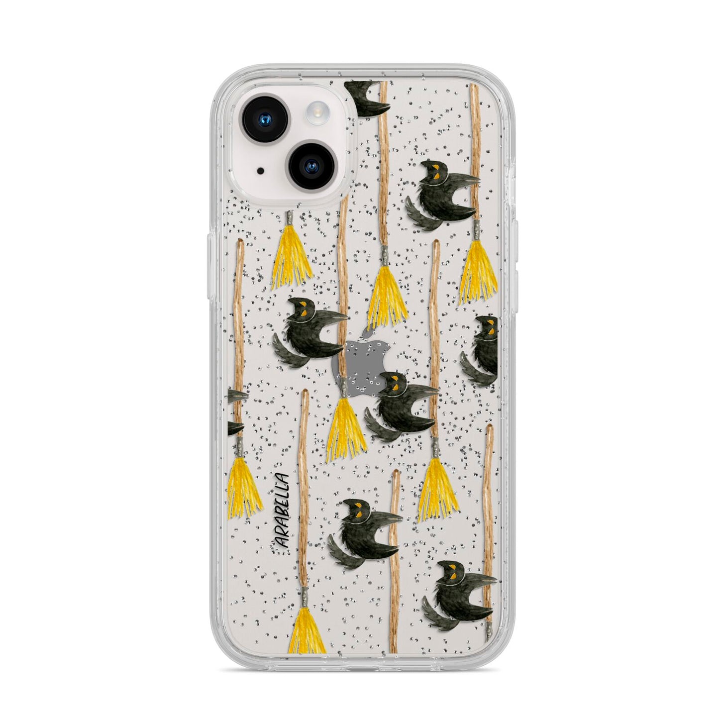 Cats on Broomsticks Halloween iPhone 14 Plus Glitter Tough Case Starlight