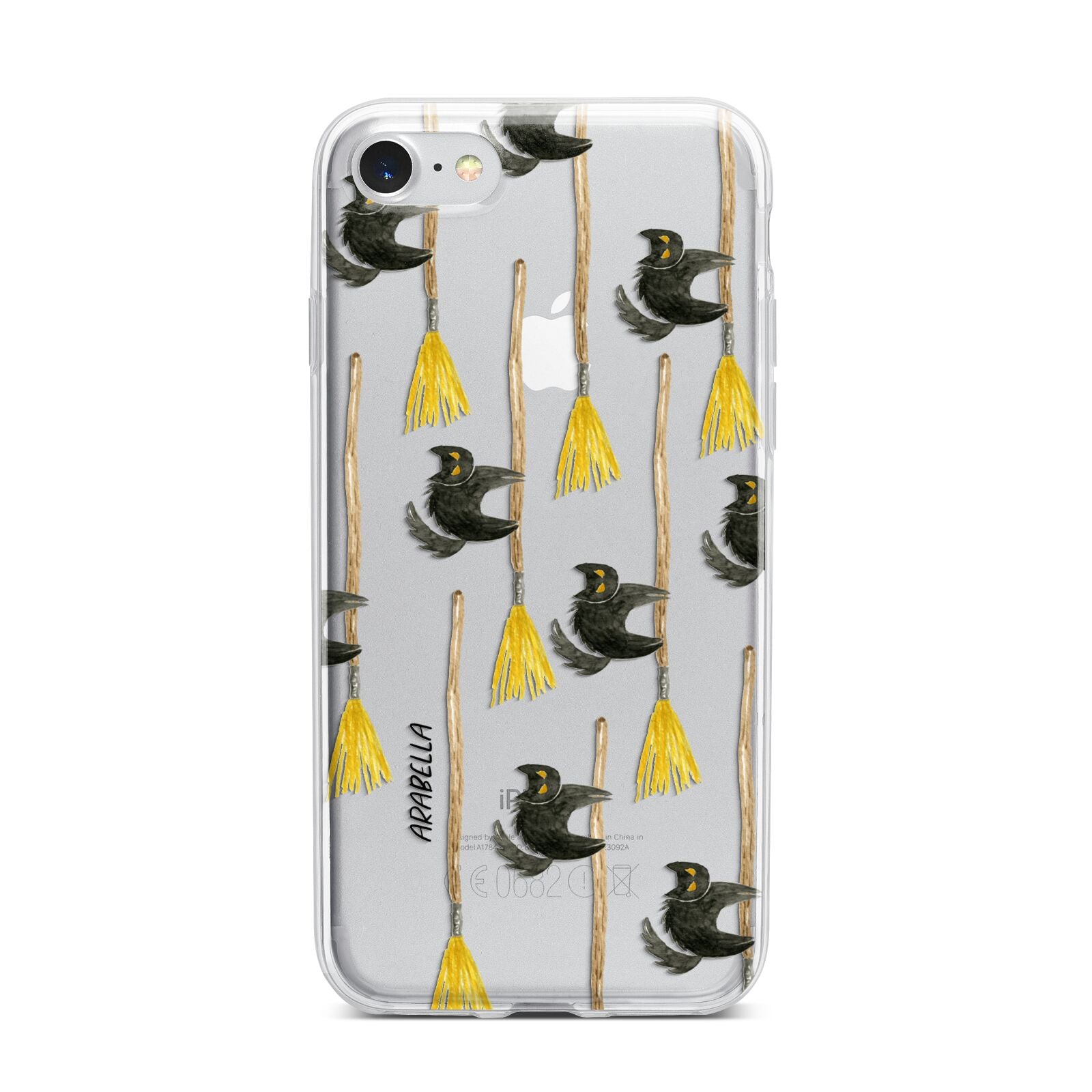 Cats on Broomsticks Halloween iPhone 7 Bumper Case on Silver iPhone