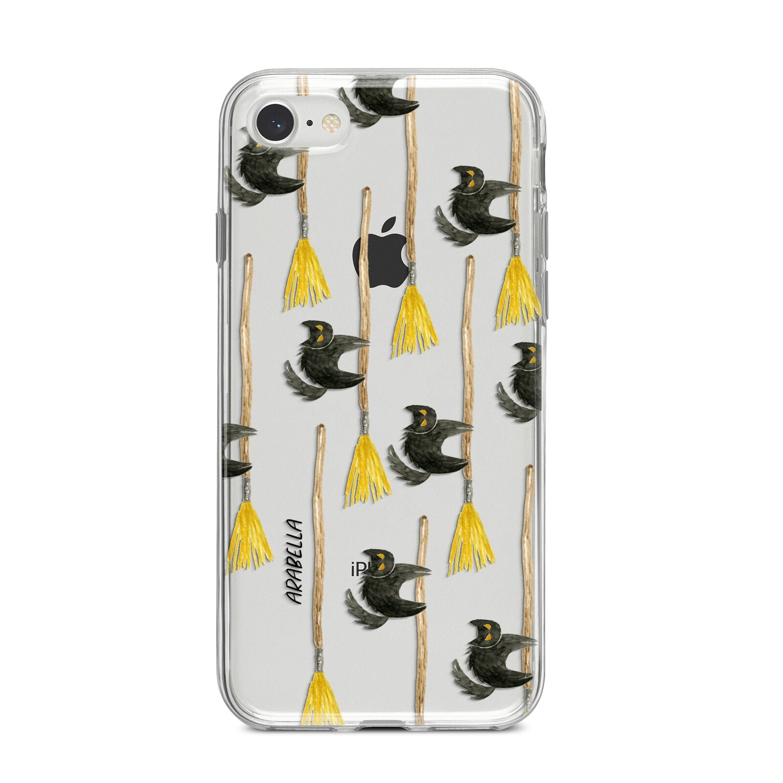 Cats on Broomsticks Halloween iPhone 8 Bumper Case on Silver iPhone