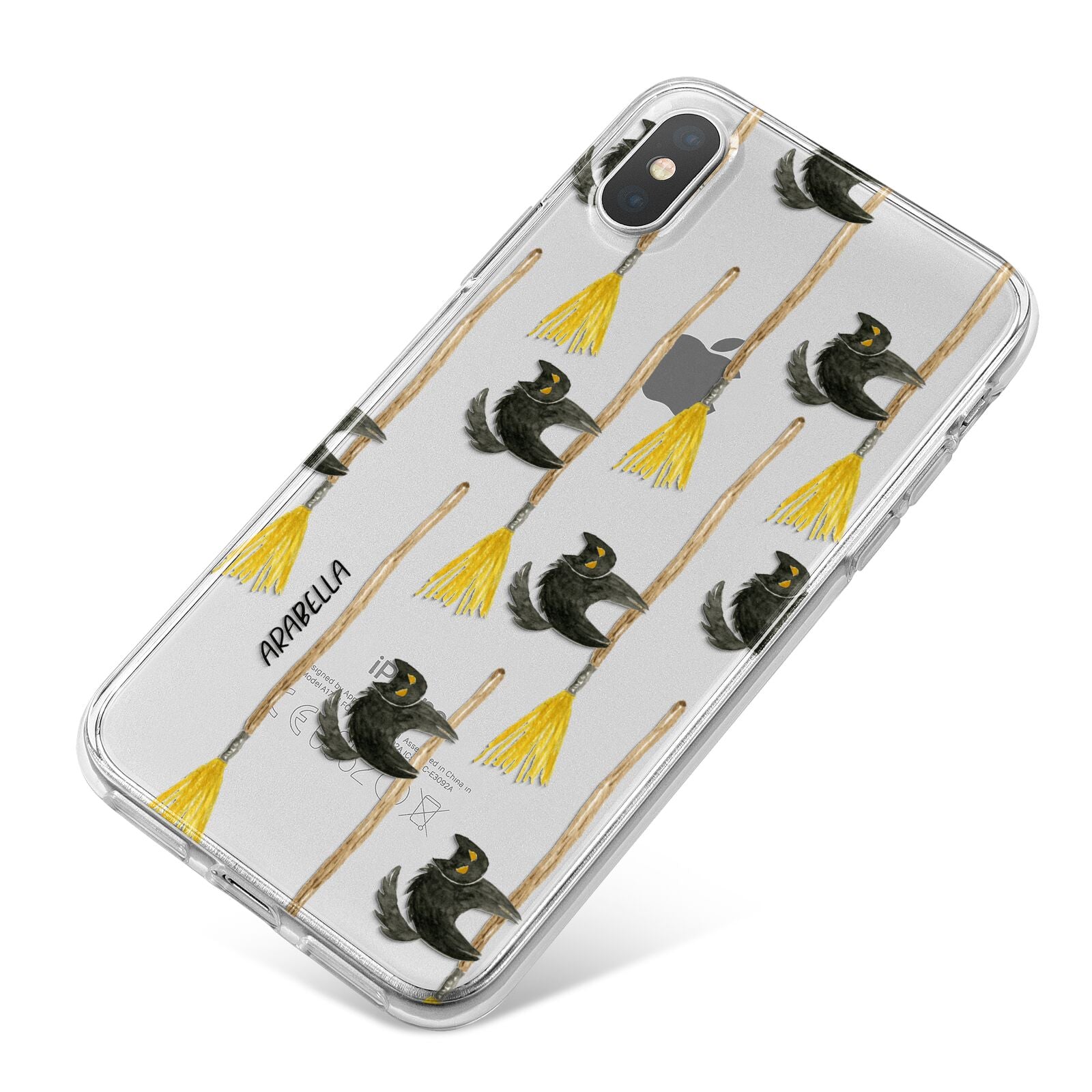 Cats on Broomsticks Halloween iPhone X Bumper Case on Silver iPhone