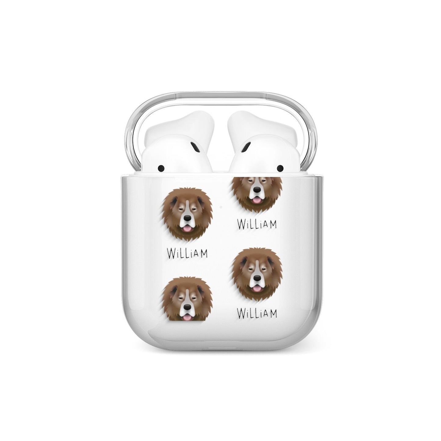 Causasian Shepherd Icon with Name AirPods Case