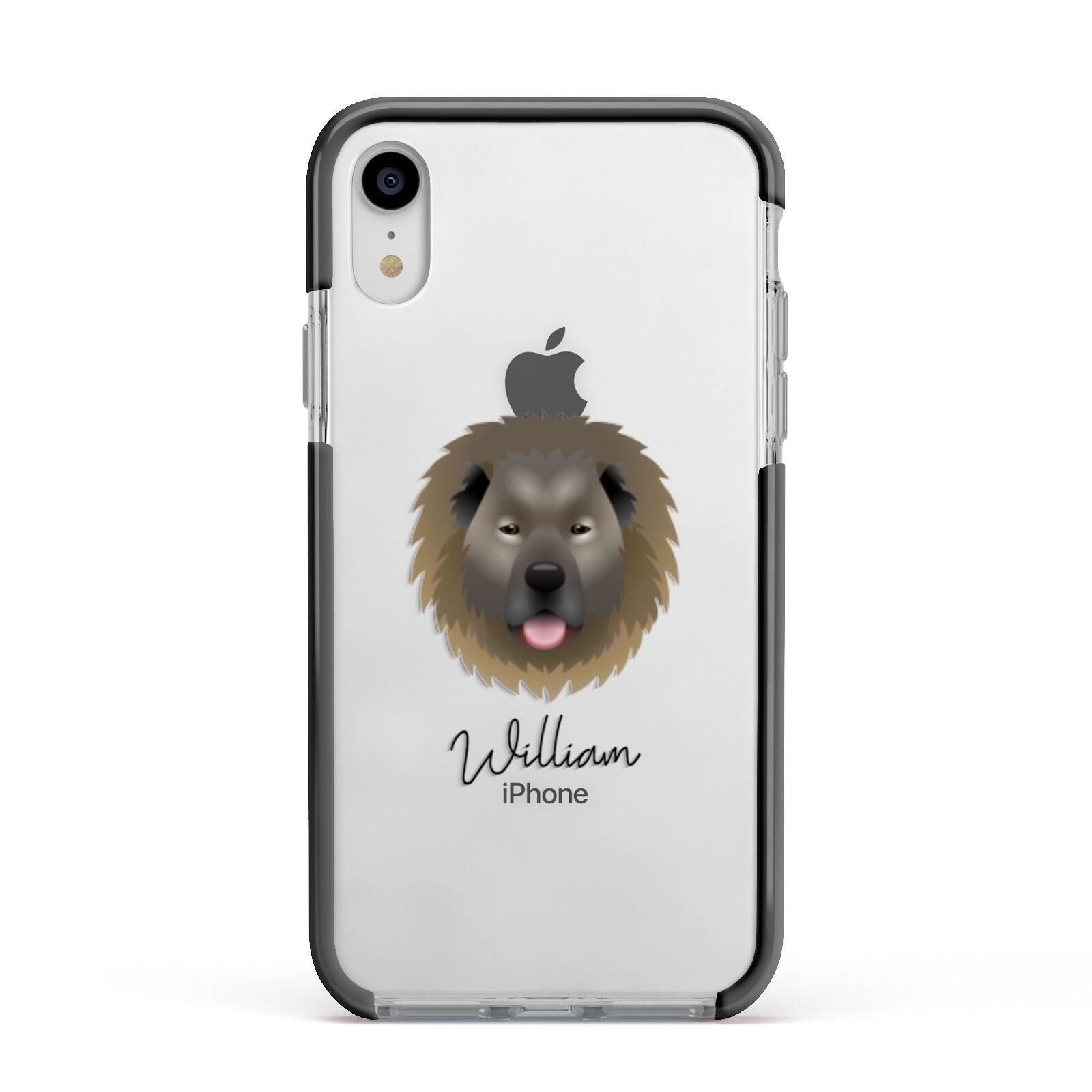 Causasian Shepherd Personalised Apple iPhone XR Impact Case Black Edge on Silver Phone