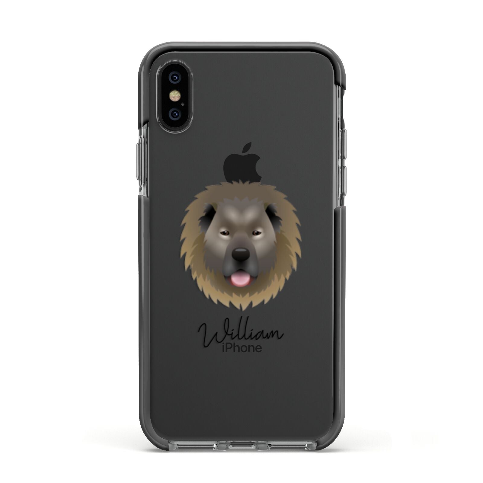 Causasian Shepherd Personalised Apple iPhone Xs Impact Case Black Edge on Black Phone