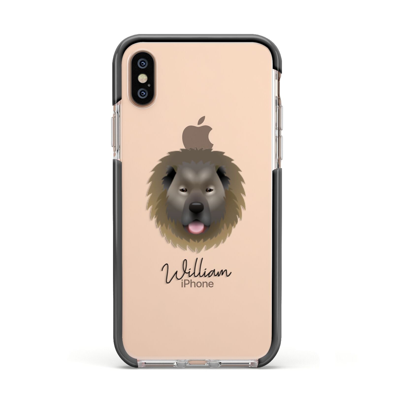 Causasian Shepherd Personalised Apple iPhone Xs Impact Case Black Edge on Gold Phone