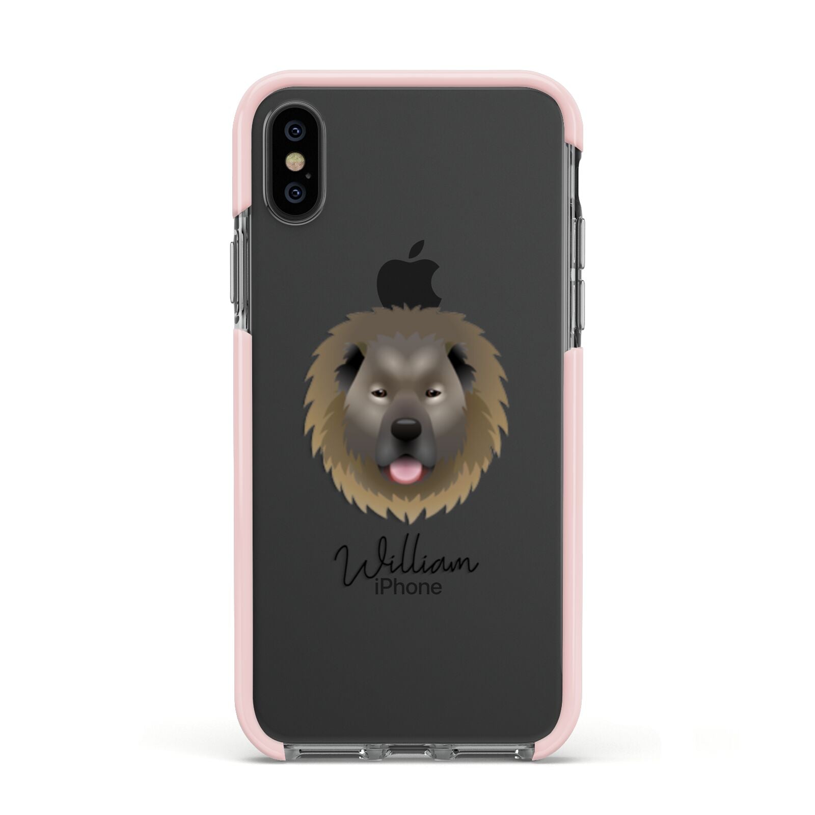 Causasian Shepherd Personalised Apple iPhone Xs Impact Case Pink Edge on Black Phone