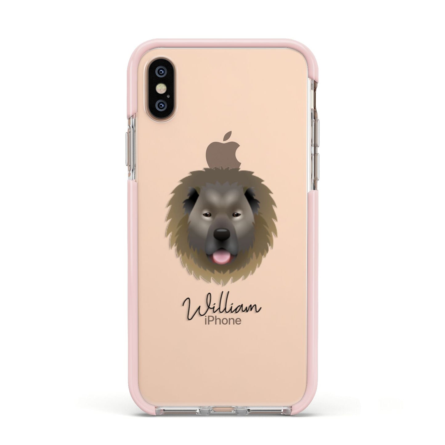 Causasian Shepherd Personalised Apple iPhone Xs Impact Case Pink Edge on Gold Phone