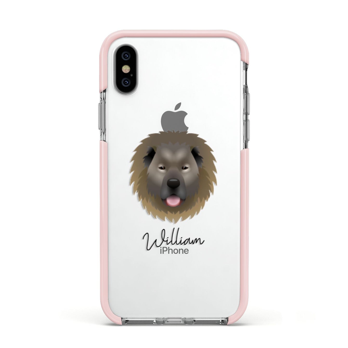 Causasian Shepherd Personalised Apple iPhone Xs Impact Case Pink Edge on Silver Phone