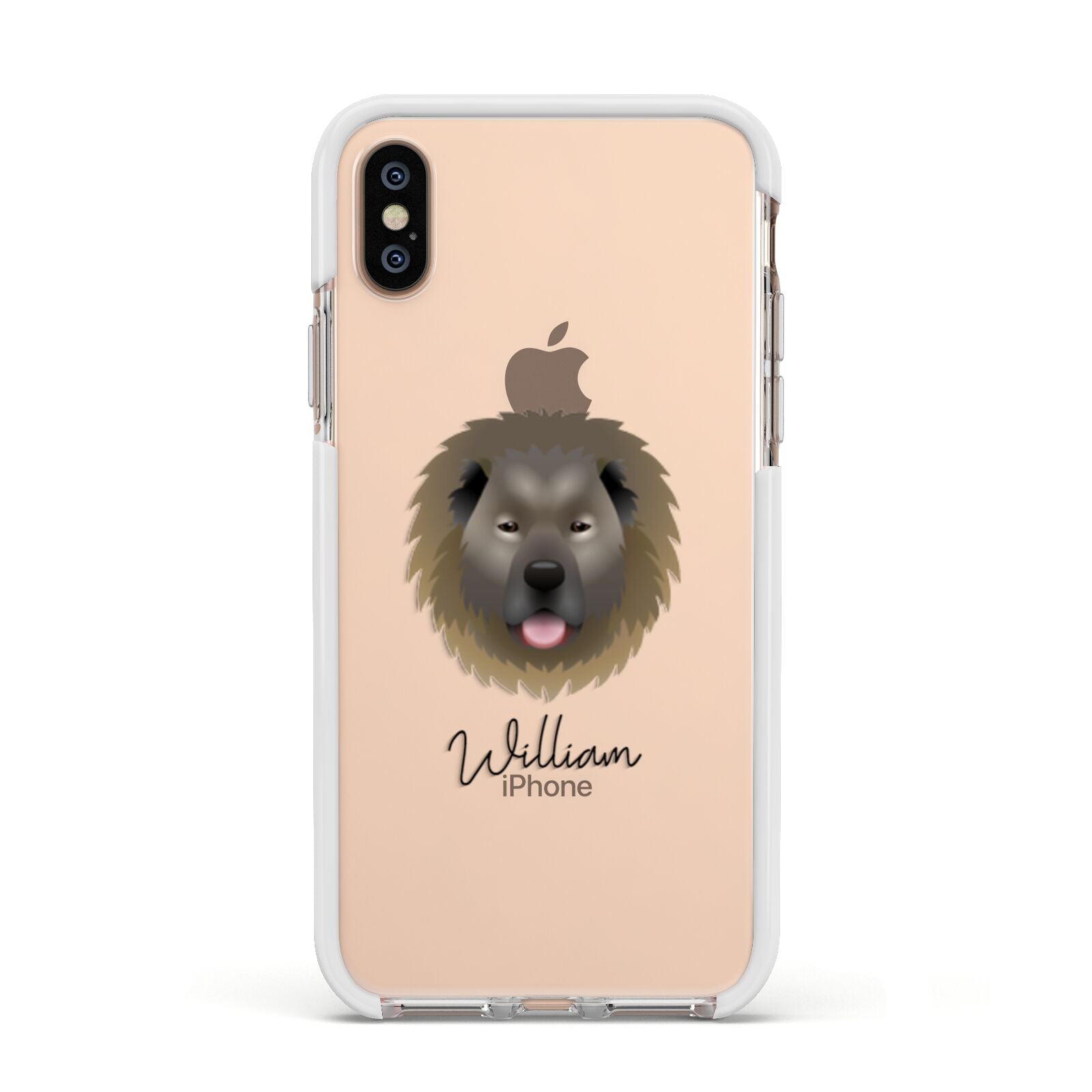 Causasian Shepherd Personalised Apple iPhone Xs Impact Case White Edge on Gold Phone