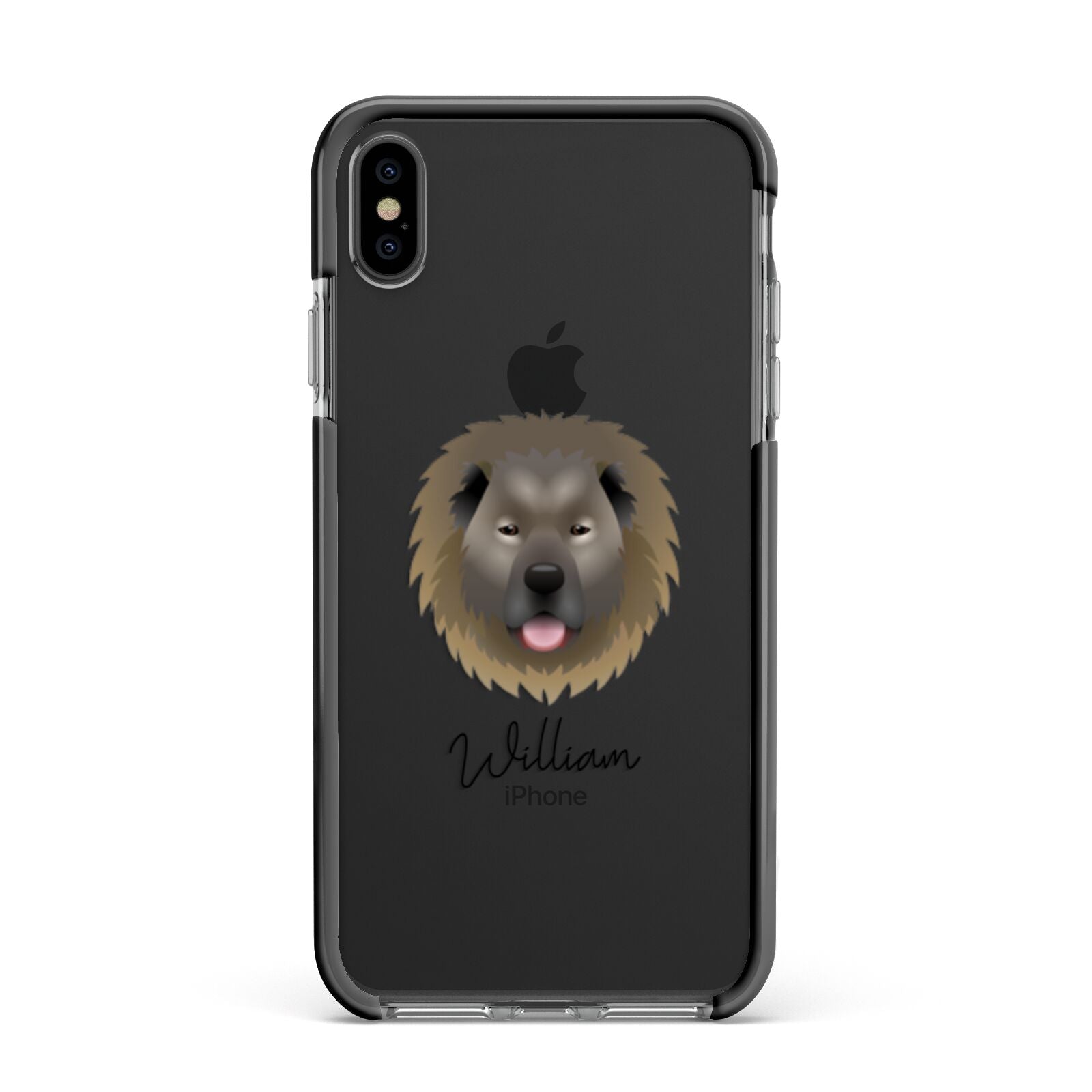 Causasian Shepherd Personalised Apple iPhone Xs Max Impact Case Black Edge on Black Phone