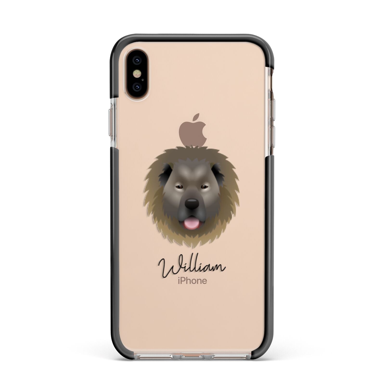 Causasian Shepherd Personalised Apple iPhone Xs Max Impact Case Black Edge on Gold Phone