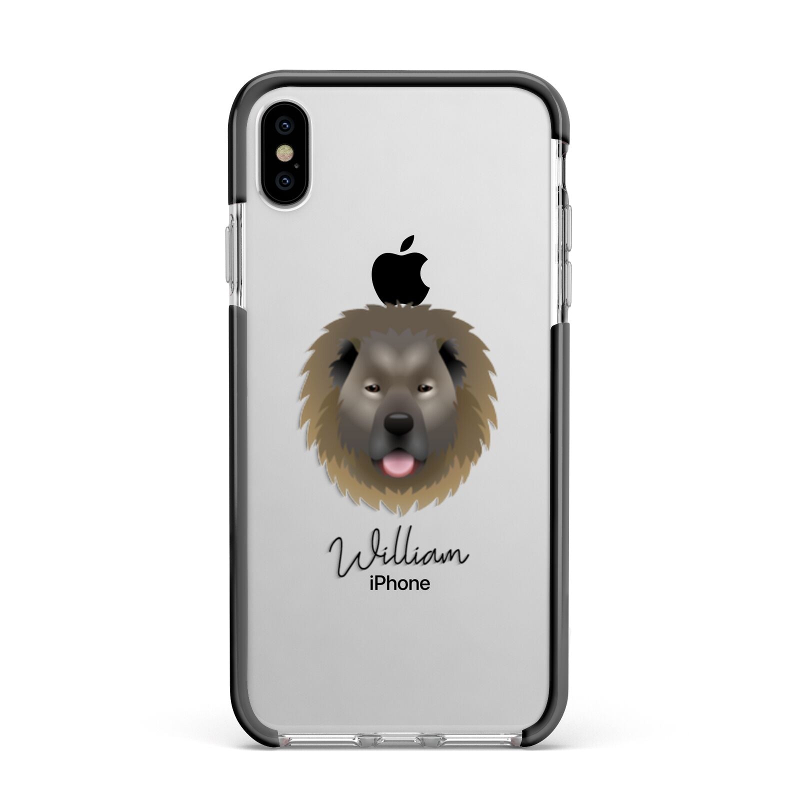 Causasian Shepherd Personalised Apple iPhone Xs Max Impact Case Black Edge on Silver Phone