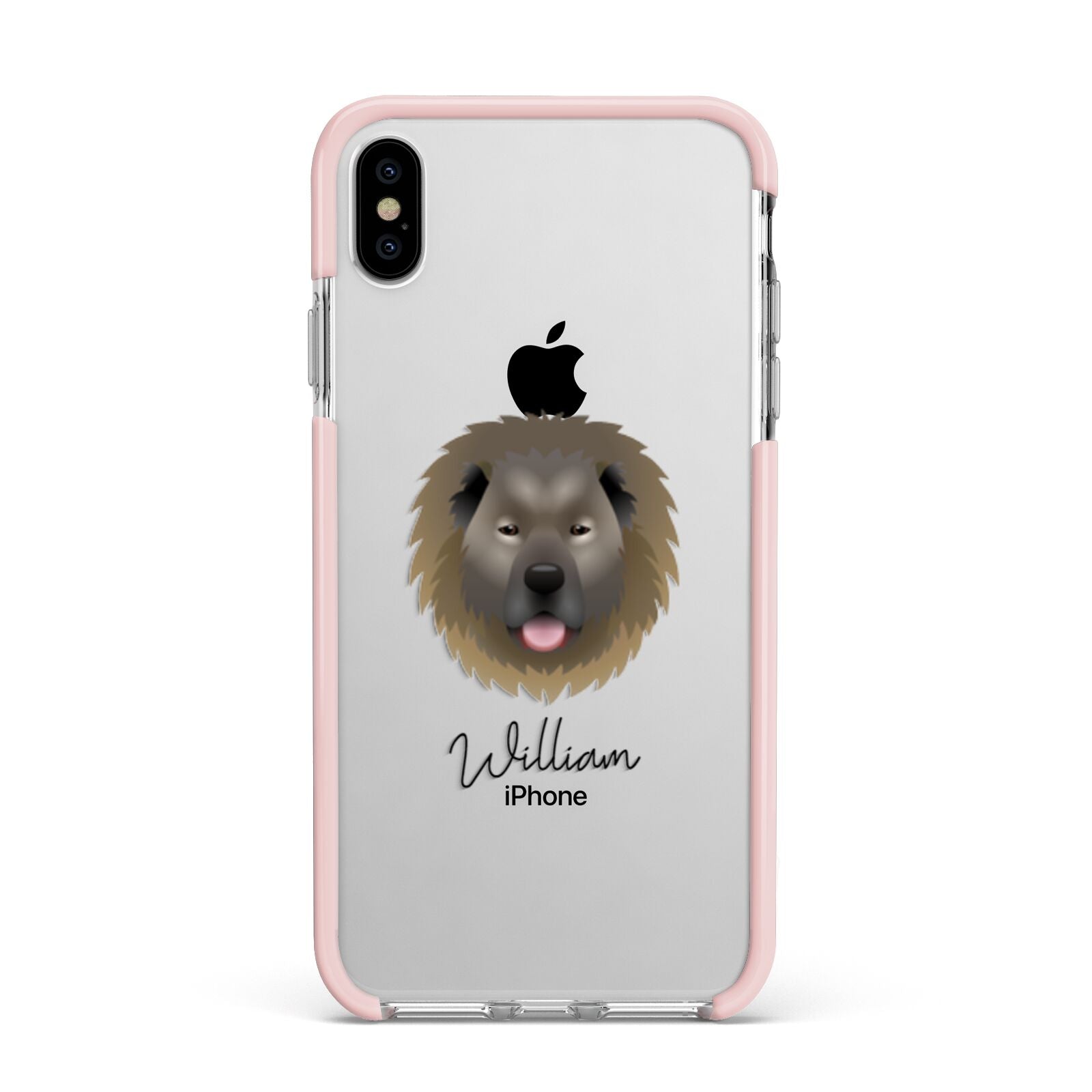 Causasian Shepherd Personalised Apple iPhone Xs Max Impact Case Pink Edge on Silver Phone