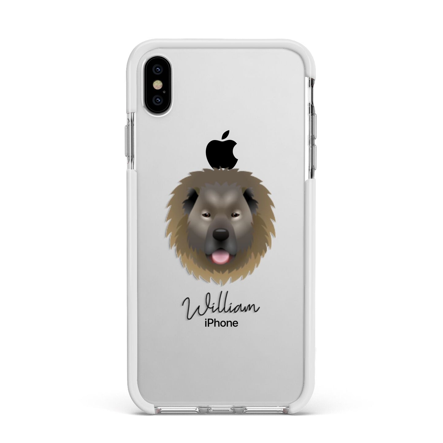 Causasian Shepherd Personalised Apple iPhone Xs Max Impact Case White Edge on Silver Phone