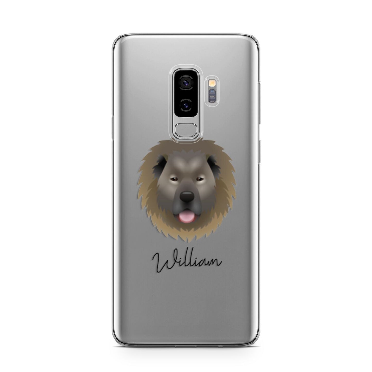 Causasian Shepherd Personalised Samsung Galaxy S9 Plus Case on Silver phone