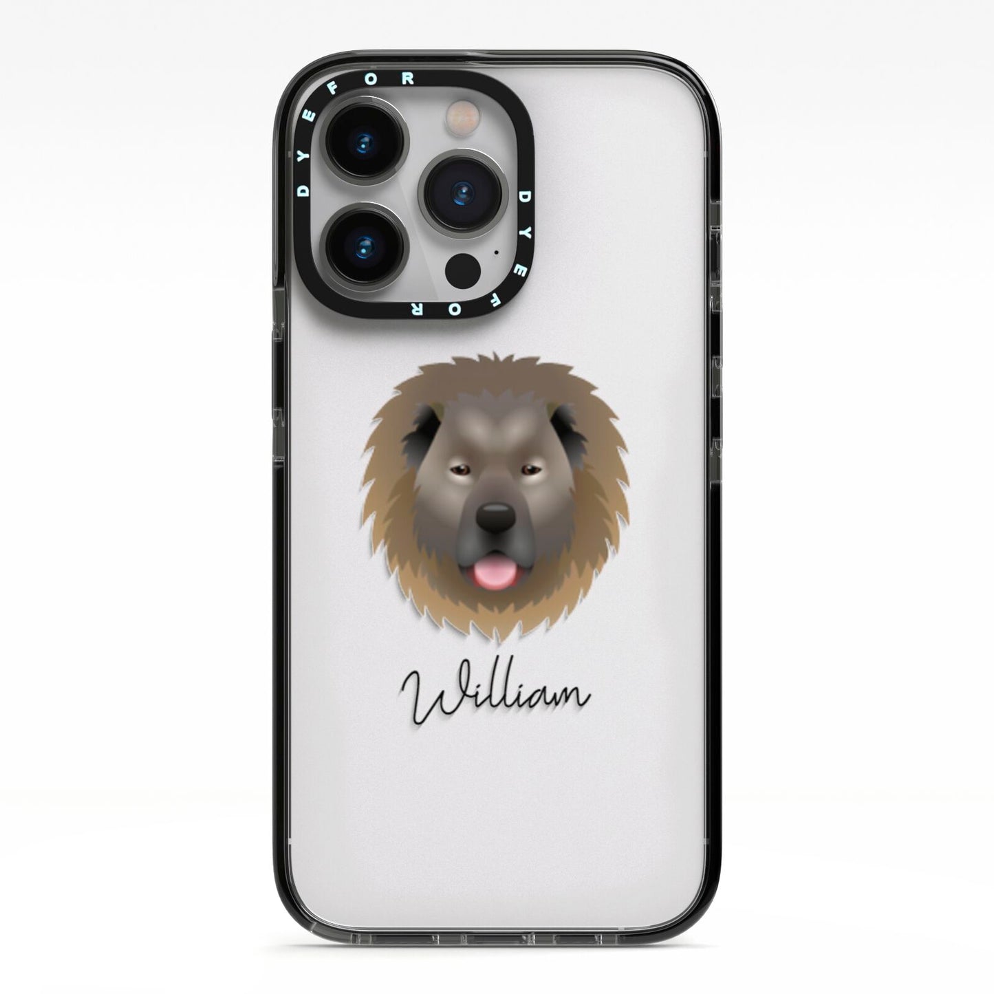 Causasian Shepherd Personalised iPhone 13 Pro Black Impact Case on Silver phone