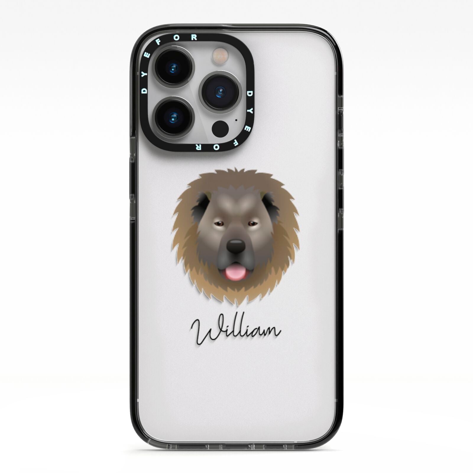 Causasian Shepherd Personalised iPhone 13 Pro Black Impact Case on Silver phone