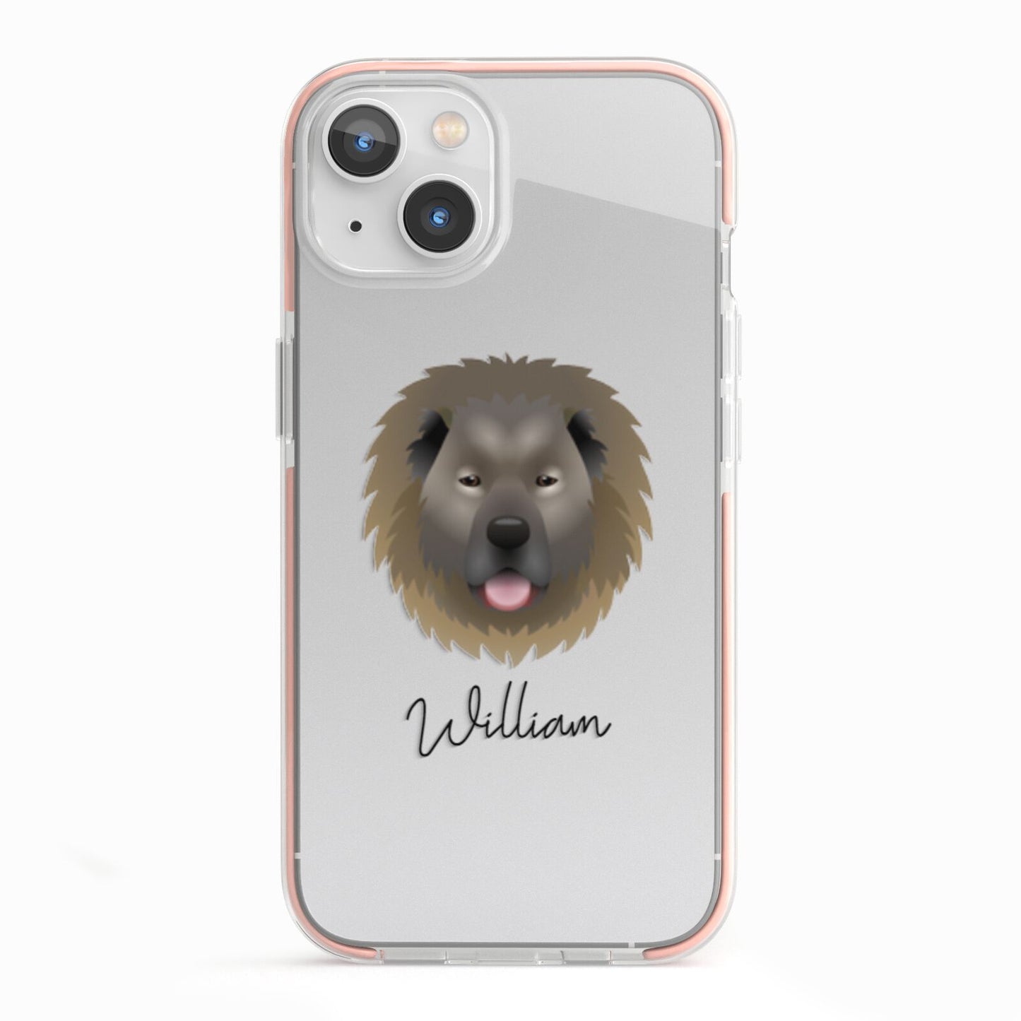 Causasian Shepherd Personalised iPhone 13 TPU Impact Case with Pink Edges