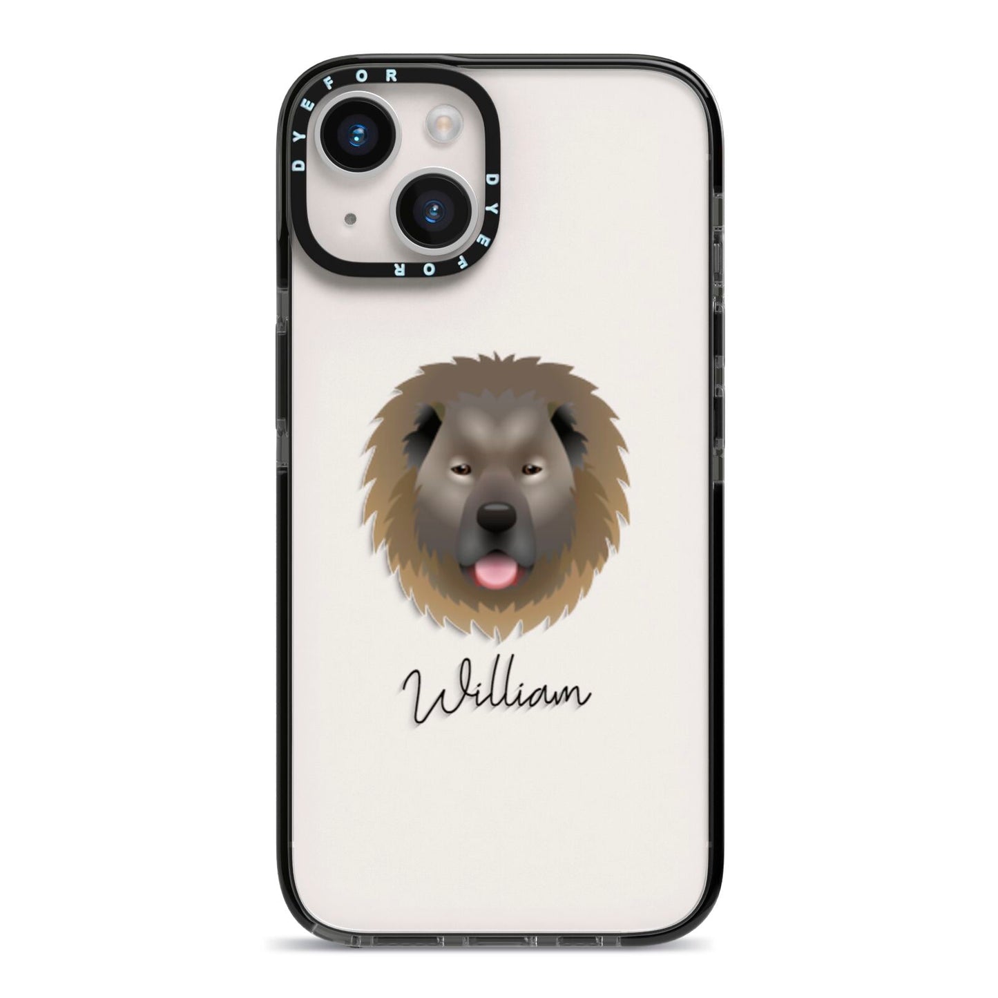 Causasian Shepherd Personalised iPhone 14 Black Impact Case on Silver phone