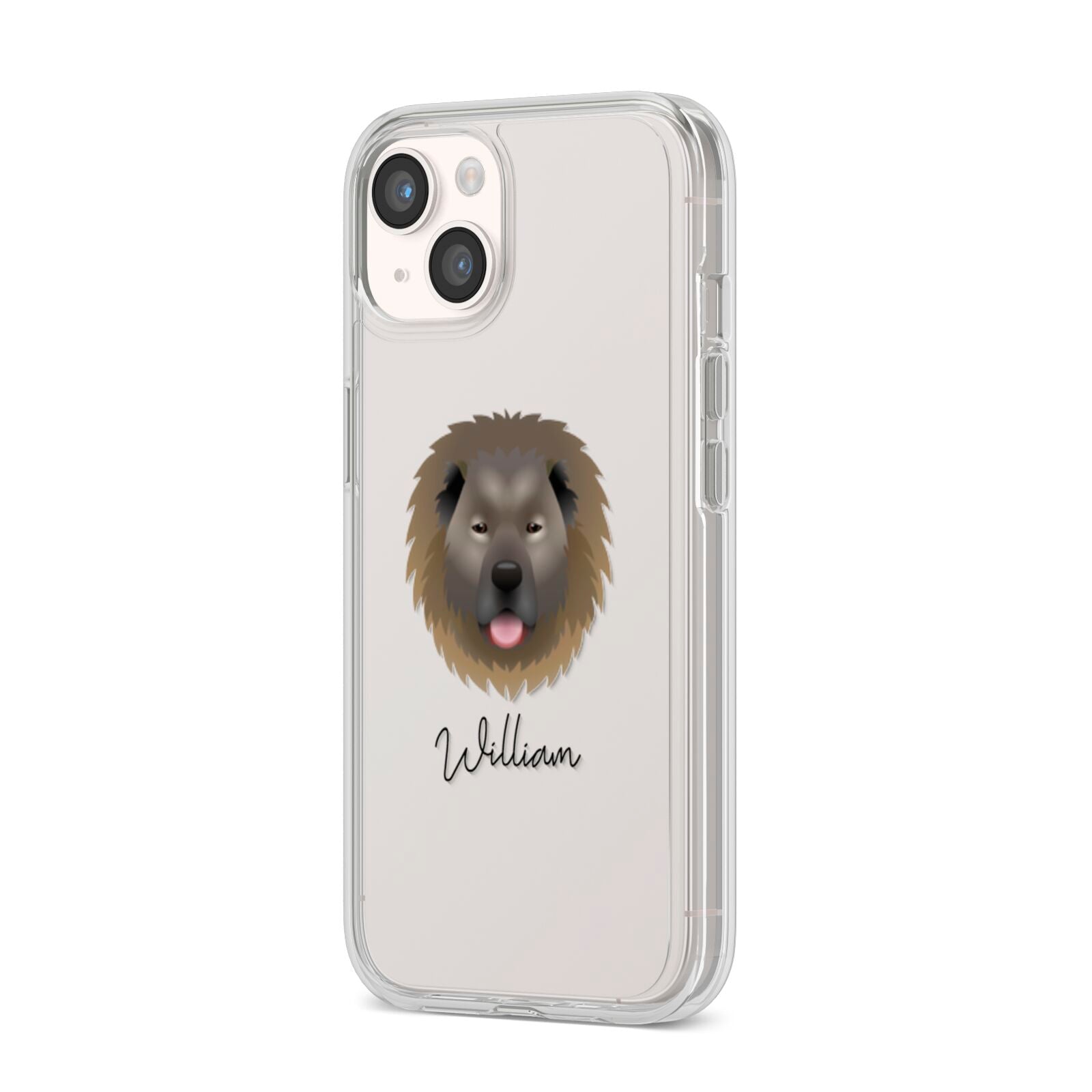 Causasian Shepherd Personalised iPhone 14 Clear Tough Case Starlight Angled Image