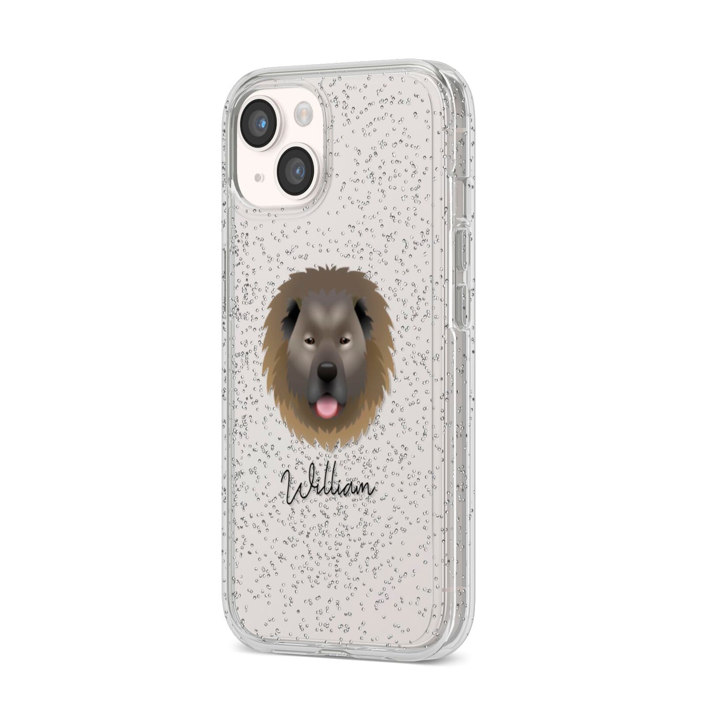 Causasian Shepherd Personalised iPhone 14 Glitter Tough Case Starlight Angled Image