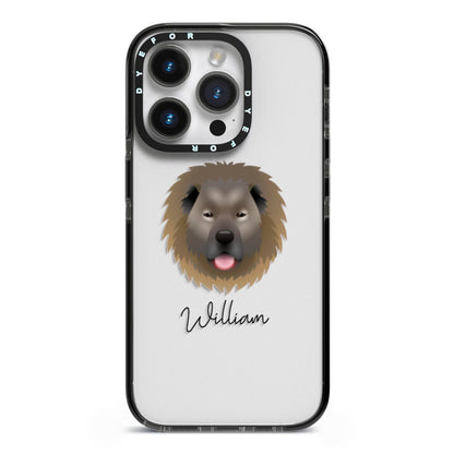 Causasian Shepherd Personalised iPhone 14 Pro Black Impact Case on Silver phone