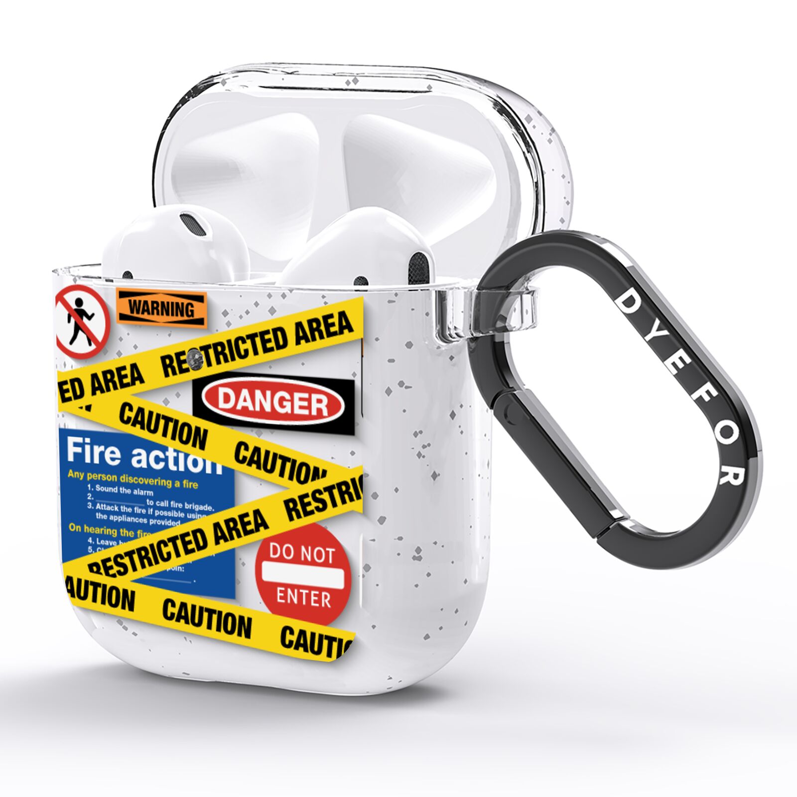 Caution Stickers AirPods Glitter Case Side Image